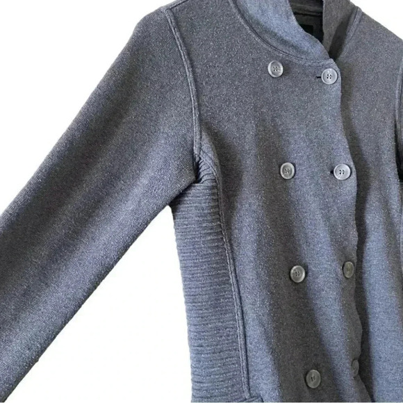 Kenneth Cole Cotton  Blend Military Buttons Gray Warm Cozy Women’s Sweater SZ PM - Picture 9 of 10